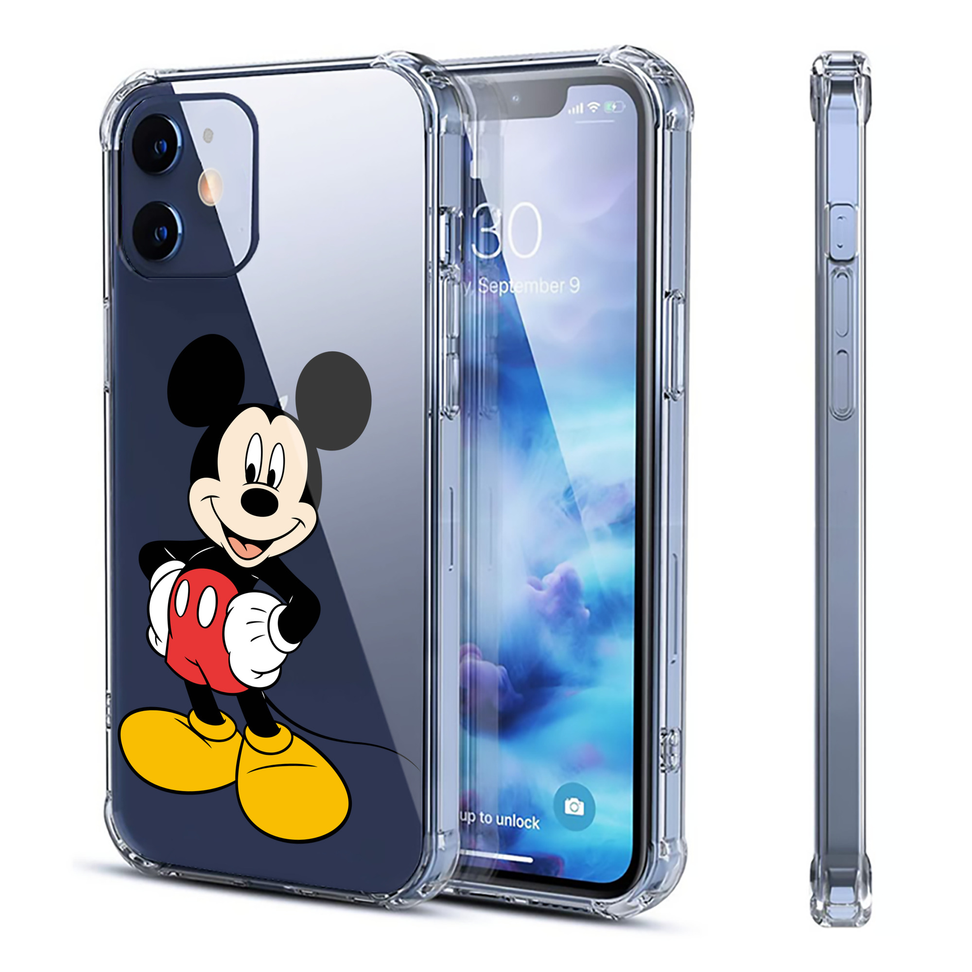 （画像用） ミッキーマウス Mickey Mouse 【iPhone 12シリーズ対応】透明スマホケース（クリアソフトケース）